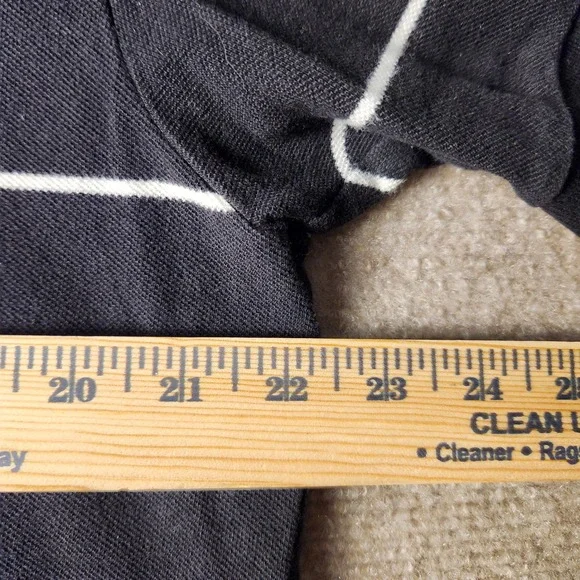 Polo Ralph Lauren Mens Large Black White Striped Short Sleeve Pique Polo Shirt - Picture 5 of 7